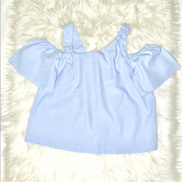 ZARA Girls Poplin Cold Shoulder Top Sz 13/14 - Picture 1 of 4